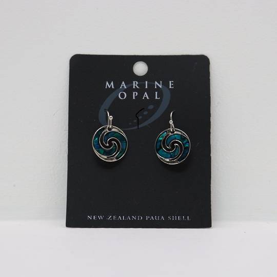 MOE55 - Marine Opal Paua Koru Earrings